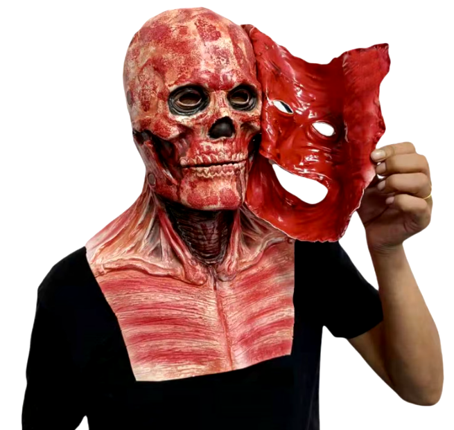 Masque d'horreur sanglant double face - Effet réaliste